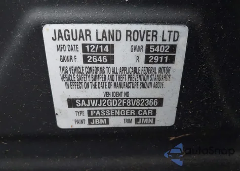 2015 Jaguar Xj Xjl Portfolio z USA, uszkodzony, nr VIN SAJWJ2GD2F8V82366